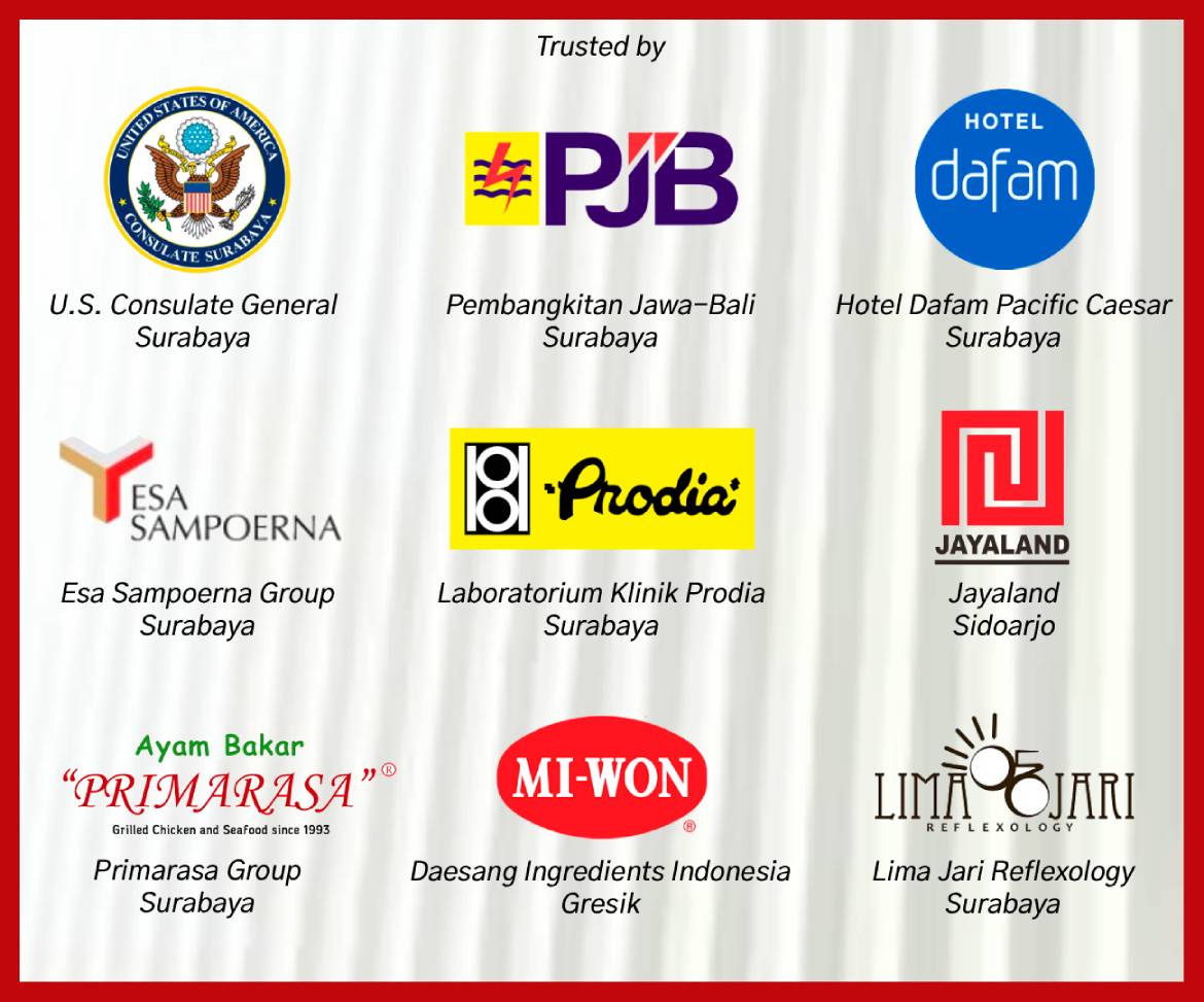 U.S. Consulate General-Pembangkitan Jawa Bali-Hotel Dafam Pacific Caesar-Esa Sampoerna Group-Laboratorium Klinik Prodia-Jayaland-Primarasa Group-Daesang Ingredients Indonesia-Lima Jari Reflexology-Surabaya